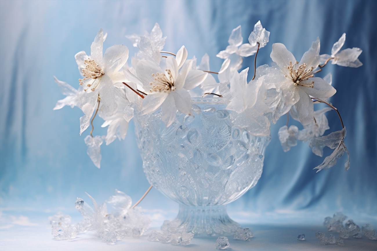 Buchet flori criogenate: eleganță înghețată în cupola naturii